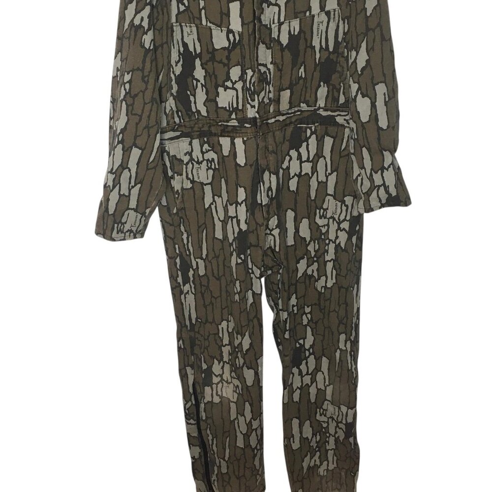 Vintage Cabela's Coveralls Mens Large Treebark Camo Hunting Overalls Zip 80s - Picture 2 of 16
